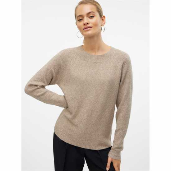 Vero Moda Плетен Пуловер Knitted Pullover Сепия Тон 