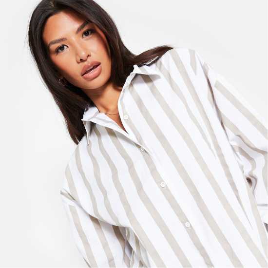 I Saw It First Stripe Cotton Oversized Shirt КАМЕННА ПОЛИГОНА Дамски ризи и тениски