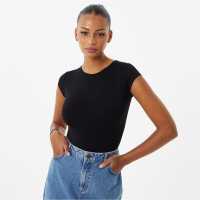 Jack Wills Second Skin Short Sleeve Bodysuit Черно Дамски тениски и фланелки