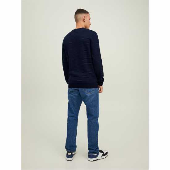 Jack And Jones Блуза С Обло Деколте Atlas Knitted Crew Neck Jumper Настроение Индиго Мъжки пуловери и жилетки