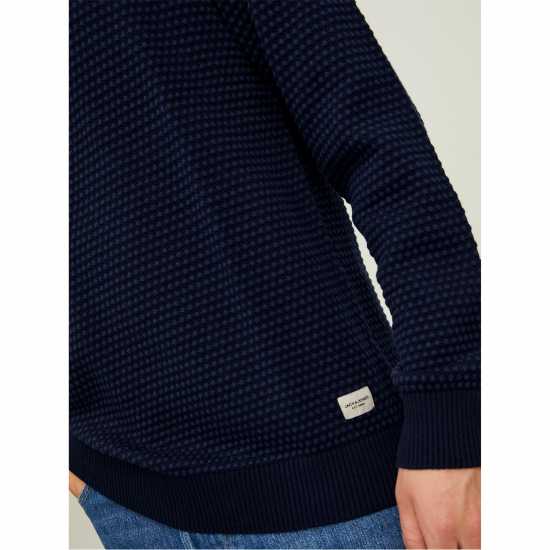 Jack And Jones Блуза С Обло Деколте Atlas Knitted Crew Neck Jumper Настроение Индиго Мъжки пуловери и жилетки