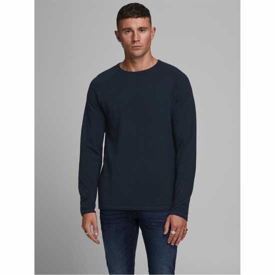 Jack And Jones Hill Crew Knit Sweatshirt Нави блейзър Мъжки пуловери и жилетки