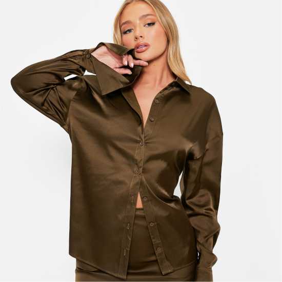 I Saw It First Satin Oversized Shirt Co-Ord  Дамски ризи и тениски