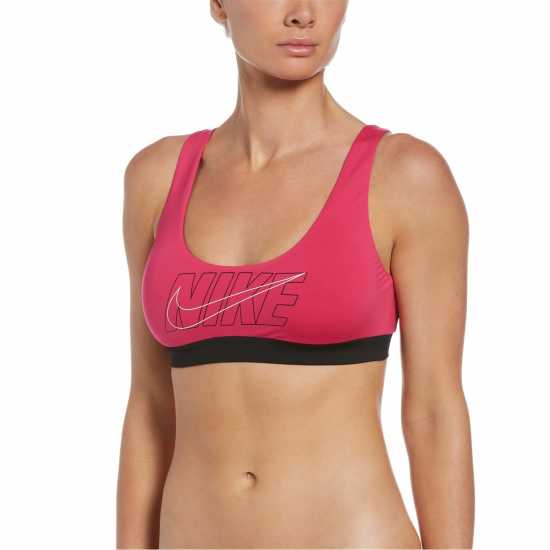 Nike Multi Logo Bikini Top Womens Pink Prime Дамски бански