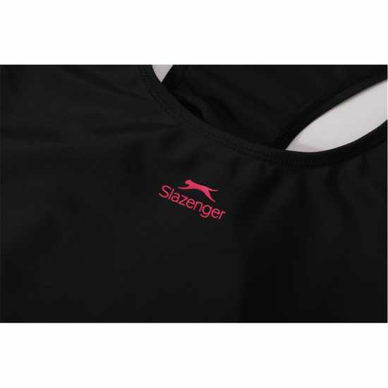 Slazenger Splice Racerback Swimsuit Womens Черно/Фуксия Дамски бански