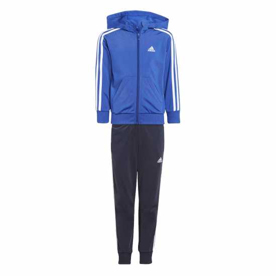 Adidas Stripe Poly Tracksuit Ясно син/Бял Детски спортни екипи