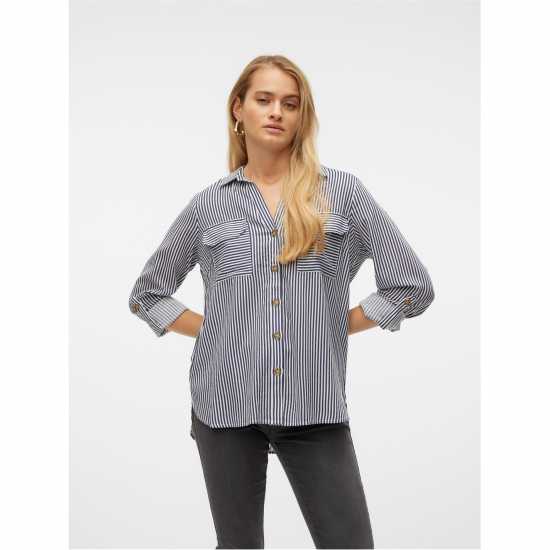 Vero Moda Bumpy L/s Shirt Ld00 Бяло/Мастило 