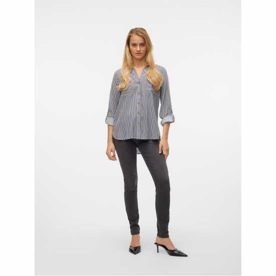 Vero Moda Bumpy L/s Shirt Ld00 Бяло/Мастило 