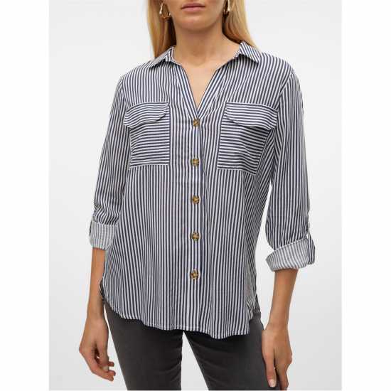 Vero Moda Bumpy L/s Shirt Ld00 Бяло/Мастило 