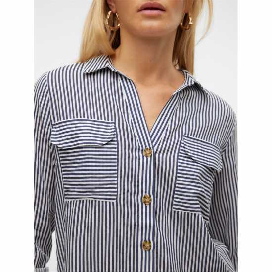 Vero Moda Bumpy L/s Shirt Ld00 Бяло/Мастило 