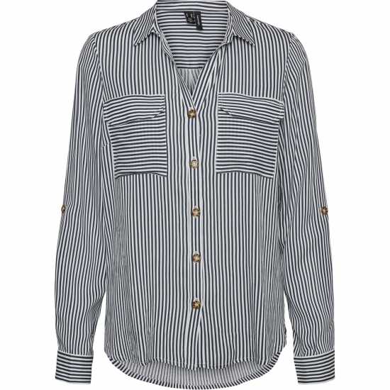 Vero Moda Bumpy L/s Shirt Ld00 Бяло/Мастило 