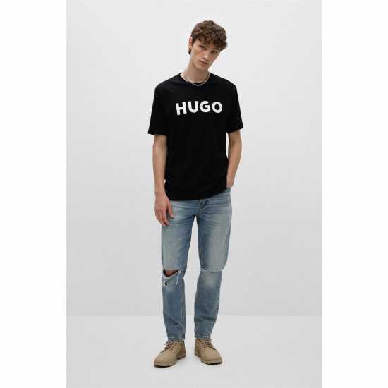 Hugo Тениска Dulivio T Shirt Черно/Бяло 002 Мъжки ризи