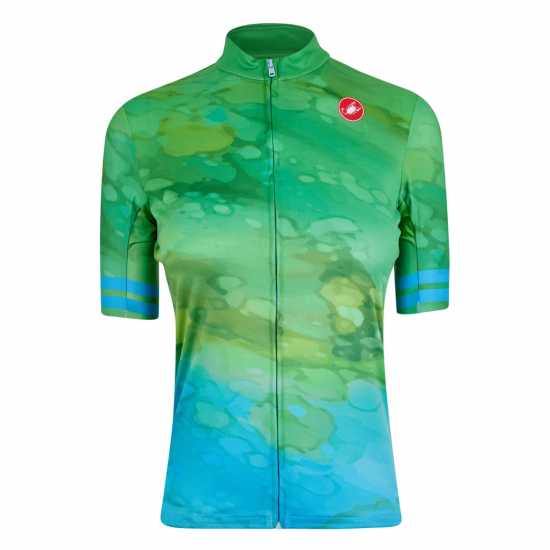 Castelli Marmo Short Sleeve Jersey Womens Детско синьо Облекло за колоездене