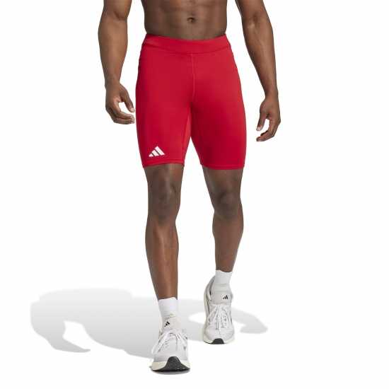 Adidas Къс Мъжки Клин Adizero Running Short Tights Mens Отбор Сила Червено Атлетика