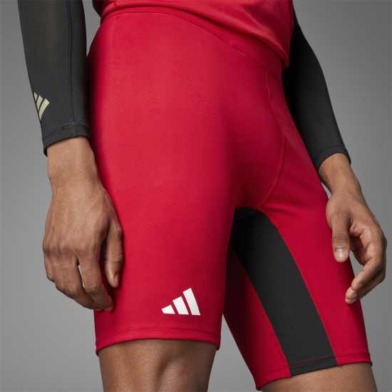 Adidas Къс Мъжки Клин Adizero Running Short Tights Mens Отбор Сила Червено Атлетика