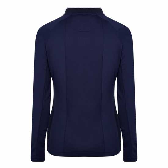 Castore Long Sleeve Polo Top Womens Морско синьо/Бяло Дамски тениски с яка