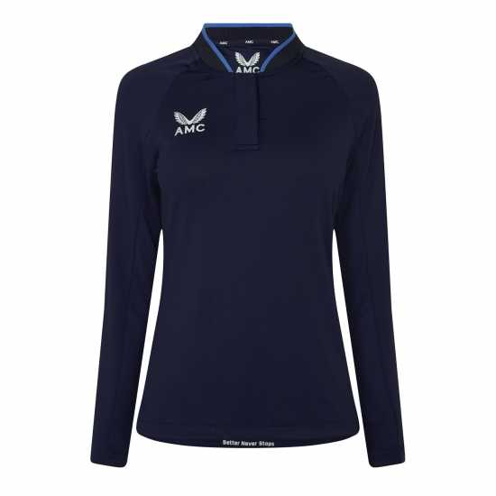 Castore Long Sleeve Polo Top Womens Морско синьо/синьо Дамски тениски с яка