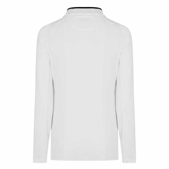 Castore Long Sleeve Polo Top Womens Бяло/Черно Дамски тениски с яка