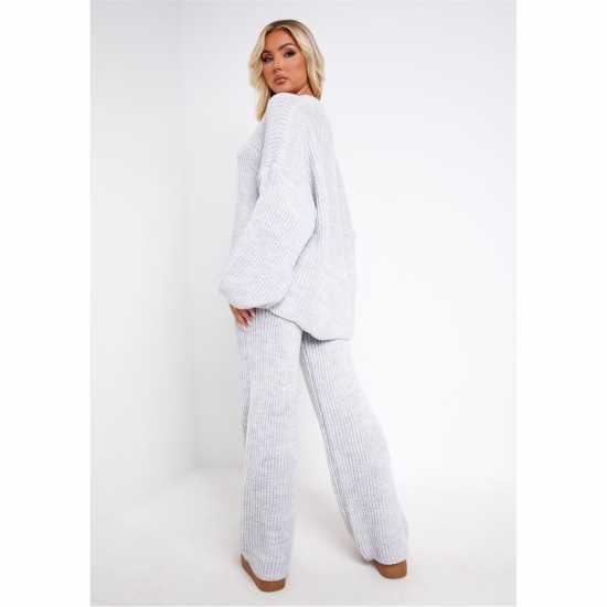 Плетена Жилетка Missy Empire Chantelle Grey Chunky Knit Cardigan & Trouser Set Grey Дамски пуловери и жилетки