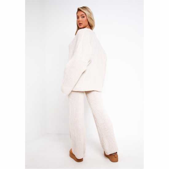 Плетена Жилетка Missy Empire Chantelle Grey Chunky Knit Cardigan & Trouser Set Beige Дамски пуловери и жилетки