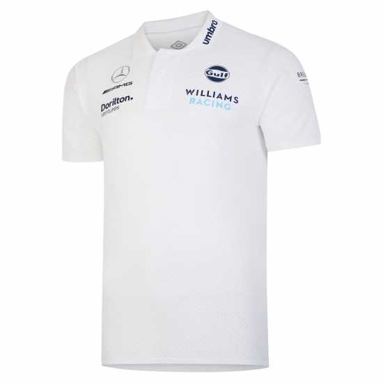 Umbro Williams Racing Media Polo Блестящ бял Мъжко облекло за едри хора