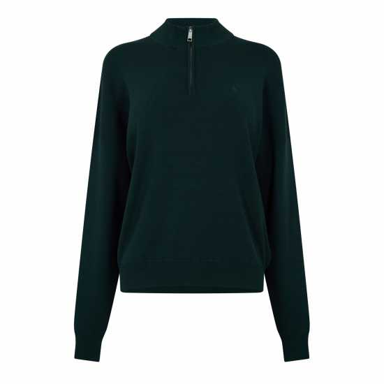 Jack Wills Quarter Zp Knit Jumpr Ld44 Тъмно зелено 