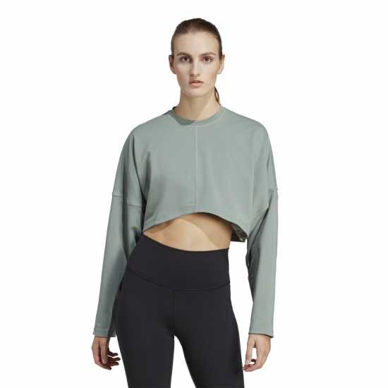 Adidas Yoga Studio Crop Sweatshirt Womens Top  Дамско облекло плюс размер