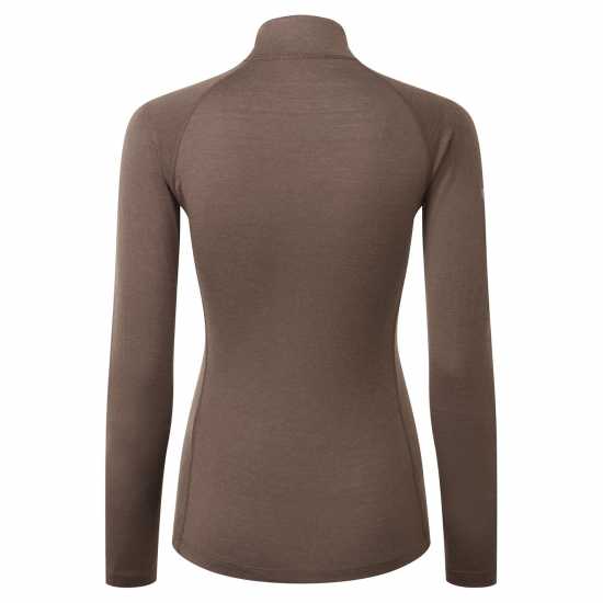 Dhb Women's Merino Long Sleeve Zip Neck Base Layer Шоколадово кафяво Облекло за колоездене