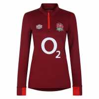 Umbro England Rugby Ladies Midlayer Top Тибетско червено Дамски полар