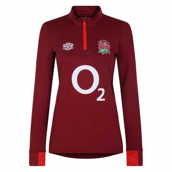 Umbro England Rugby Ladies Midlayer Top Тибетско червено Дамски полар