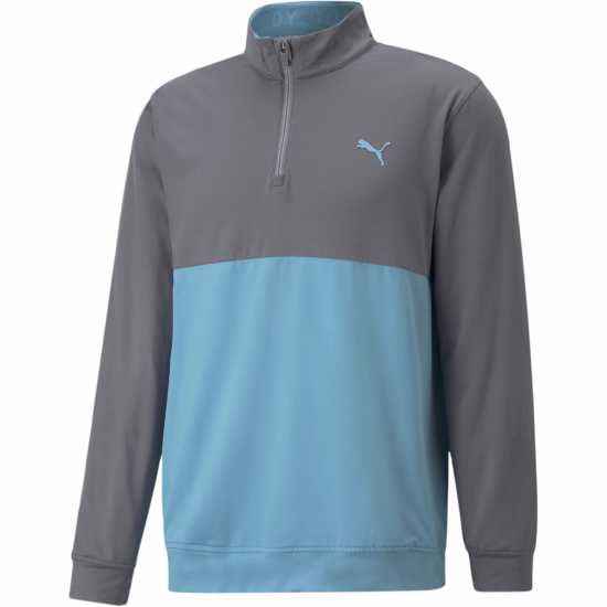 Puma Мъжки Полар С Цип Gamer Colorblock Quarter Zip Fleece Mens Сиво-Аква Мъжки полар