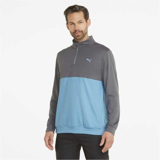 Puma Мъжки Полар С Цип Gamer Colorblock Quarter Zip Fleece Mens Сиво-Аква Мъжки полар