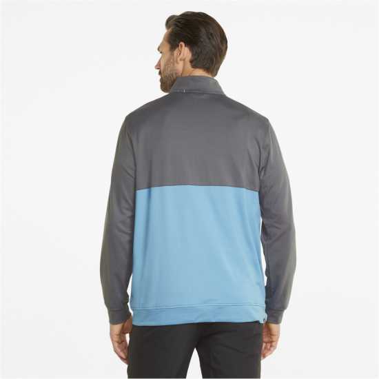 Puma Мъжки Полар С Цип Gamer Colorblock Quarter Zip Fleece Mens Сиво-Аква Мъжки полар