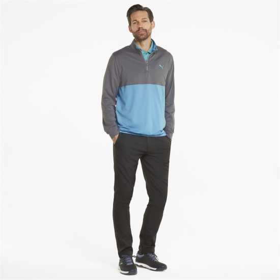 Puma Мъжки Полар С Цип Gamer Colorblock Quarter Zip Fleece Mens Сиво-Аква Мъжки полар