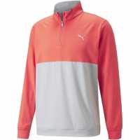 Puma Мъжки Полар С Цип Gamer Colorblock Quarter Zip Fleece Mens Корал/Сив Мъжки полар