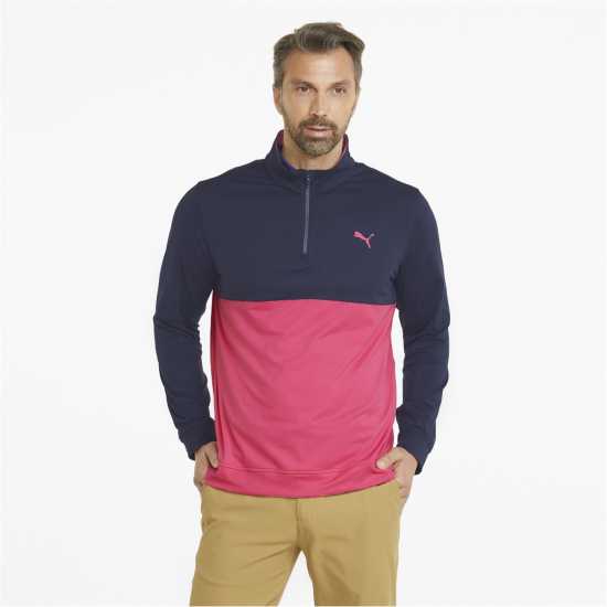 Puma Мъжки Полар С Цип Gamer Colorblock Quarter Zip Fleece Mens Морско синьо/Розово Мъжки полар