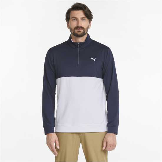 Puma Мъжки Полар С Цип Gamer Colorblock Quarter Zip Fleece Mens Морско синьо/Бяло Мъжки полар