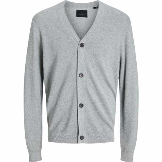 Плетена Жилетка Jack And Jones Knitted Cardigan Mens Светло сиво мел Мъжки пуловери и жилетки