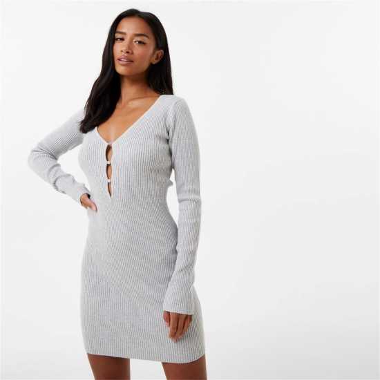 Jack Wills Cutout Ini Dress Сив марл Дамски пуловери и жилетки