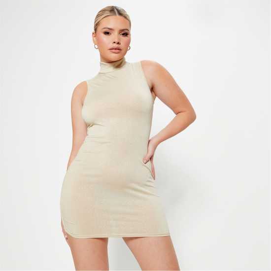 I Saw It First Glitter Stretch High Neck Racer Bodycon Mini Dress  