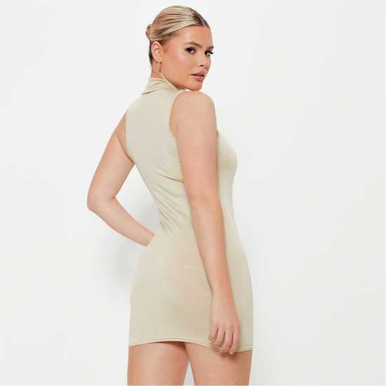 I Saw It First Glitter Stretch High Neck Racer Bodycon Mini Dress  