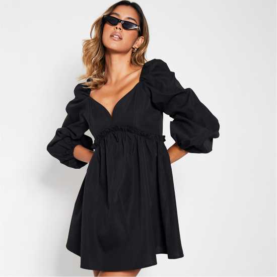 I Saw It First V Neck Puff Sleeve Smock Dress  Дамски поли и рокли