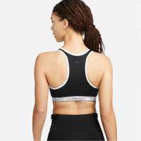 Nike Swoosh On The Run Women's Medium-Support Lightly Lined Sports Bra Black/White Спортни сутиени