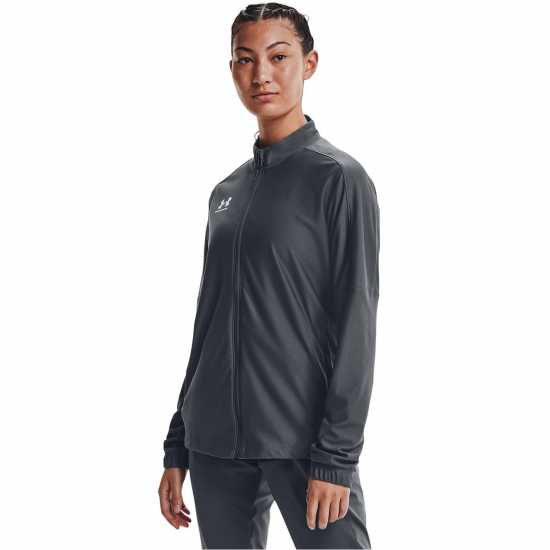 Under Armour Спортно Горнище Challenger Womens Track Jacket Черно сиво Дамски суичъри и блузи с качулки