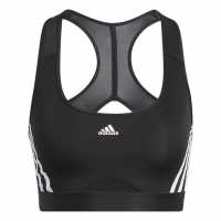 Adidas Powerreact Training Medium Support 3-Stripes Bra Womens Black/White Спортни сутиени