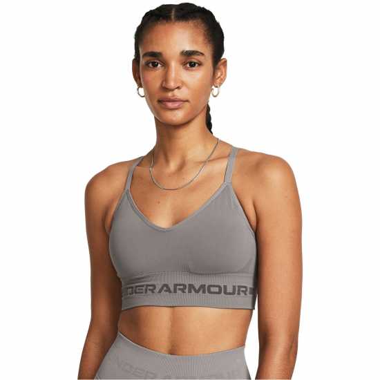 Under Armour Seamless Low Impact Longline Sports Bra Сиво 