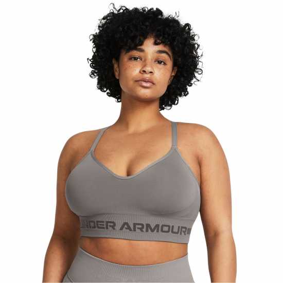 Under Armour Seamless Low Impact Longline Sports Bra Сиво 