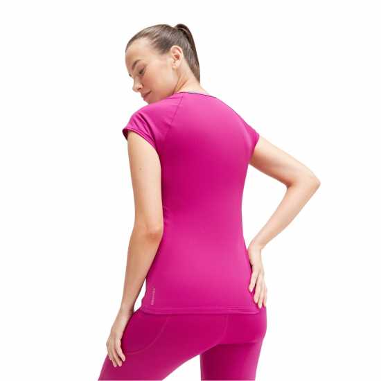 Speedo Cap Sleeve Sun Top Womens Лилаво/Оранжево Дамски горнища с цип