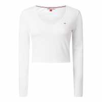 Tommy Jeans Tjw Bby Crp Essential Rib V Ls Бяло Womens