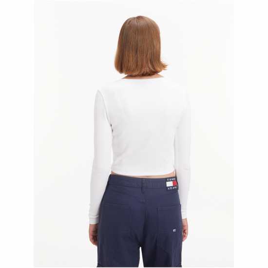 Tommy Jeans Tjw Bby Crp Essential Rib V Ls Бяло Womens